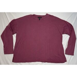 Eileen Fisher Long-Sleeve Crewneck Top Pink Women's Size Medium